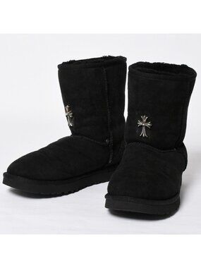 Chrome Hearts Ugg Shearling Boots Custom Black 925 Sterling Silver